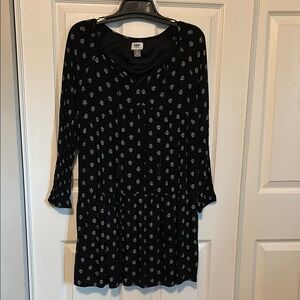 OLD NAVY Black and White Print Long Sleeve Lined Sundress Women's Small Tall